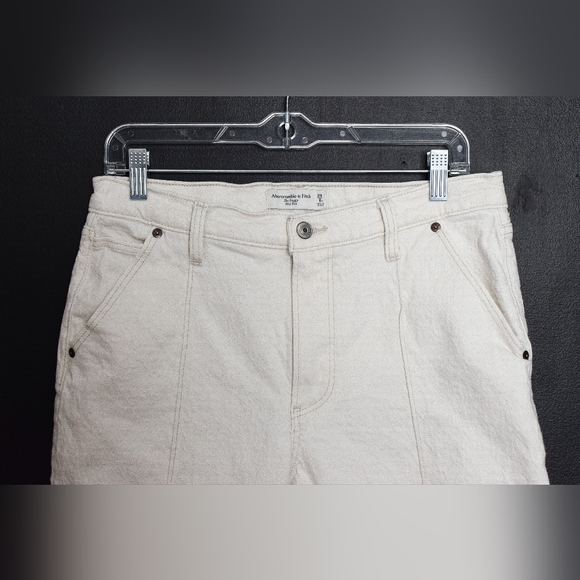 Abercrombie & Fitch The Baggy Mid Rise Jeans Bone White Straight Leg Sz 29 Short - Picture 4 of 10